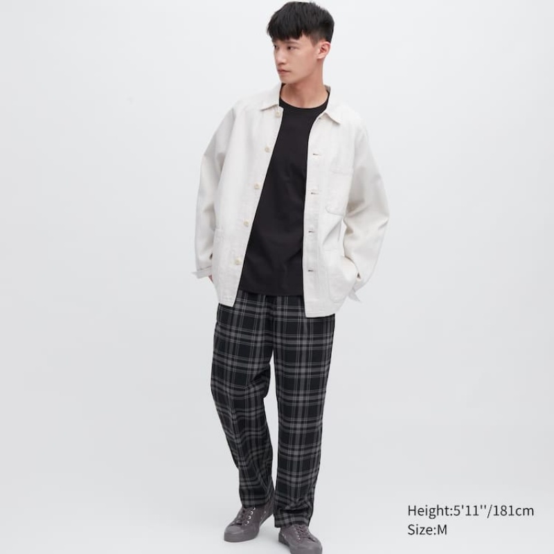 Pánské Loungewear Uniqlo Bavlněné Printed Relaxed Fit Ankle Length Černé | TRMPXUA-61