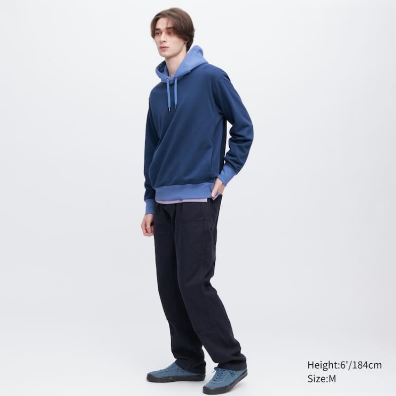 Pánské Mikina s Kapucí Uniqlo Colour Block Sweat Pullover Blankyt | DRHAFZQ-80