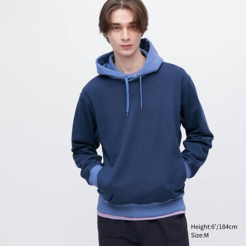 Pánské Mikina s Kapucí Uniqlo Colour Block Sweat Pullover Blankyt | DRHAFZQ-80