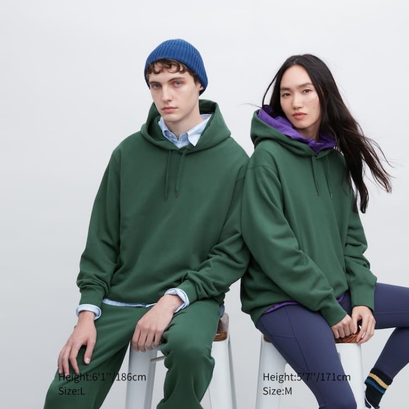 Pánské Mikina s Kapucí Uniqlo Sweat Pullover Tmavě Zelene | MKTSICO-69