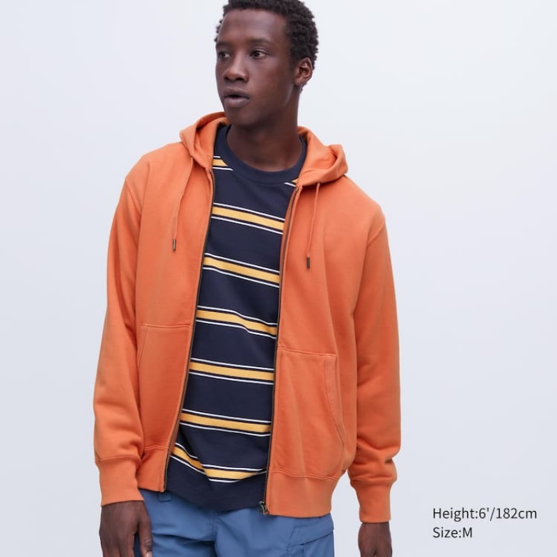 Pánské Mikina s Kapucí Uniqlo Sweat Zipped Oranžové | GINVTCB-78