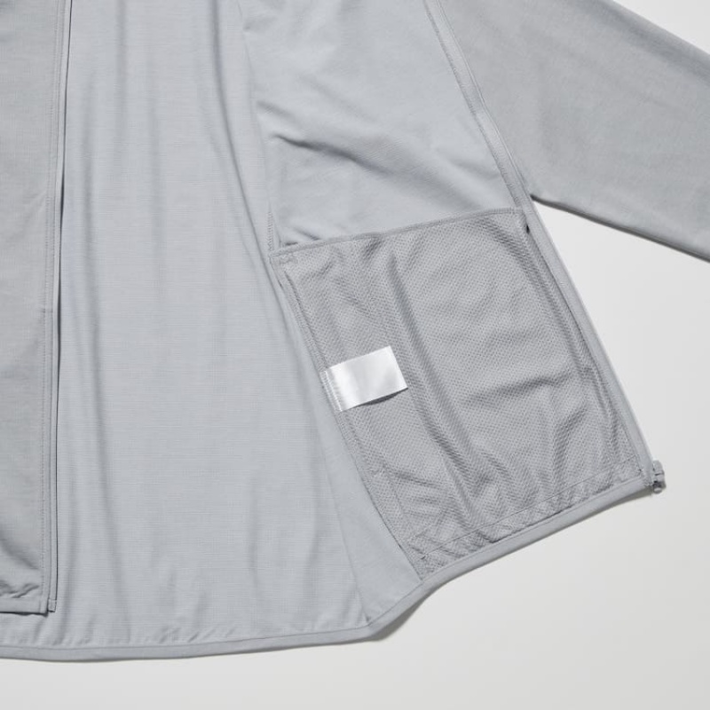 Pánské Mikiny Uniqlo Dry-ex Uv Protection Zipped Světle Šedé | AYKCLRF-83