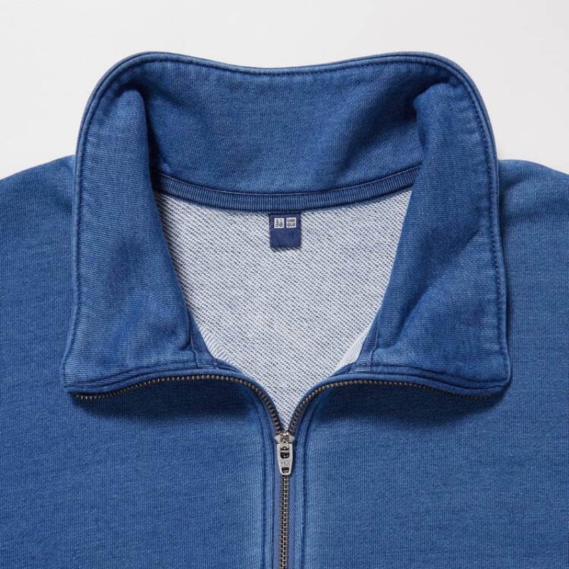 Pánské Mikiny Uniqlo Indigo Sweat Half-zipped Pullover Blankyt | FHCGRTQ-79