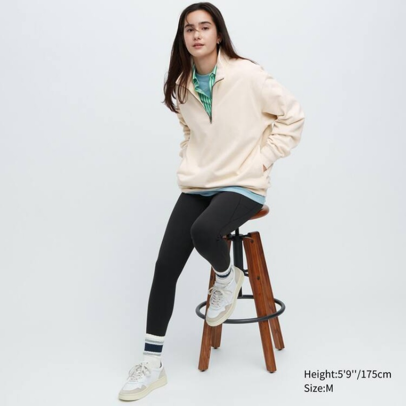 Pánské Mikiny Uniqlo Sweat Half-zipped Pullover Béžový | TVSZBIM-53