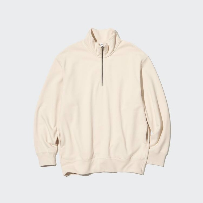 Pánské Mikiny Uniqlo Sweat Half-zipped Pullover Béžový | TVSZBIM-53