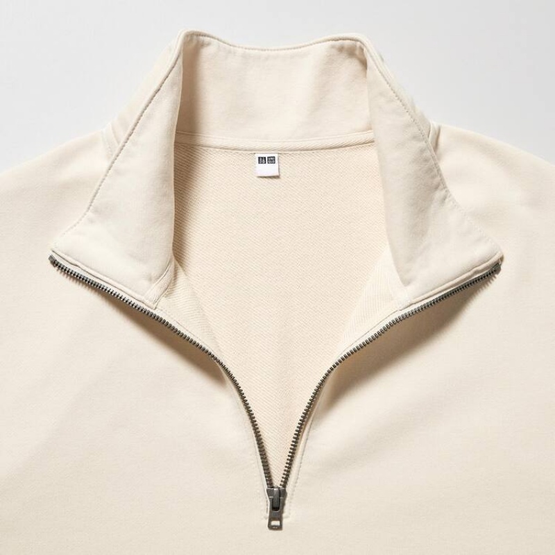 Pánské Mikiny Uniqlo Sweat Half-zipped Pullover Béžový | TVSZBIM-53