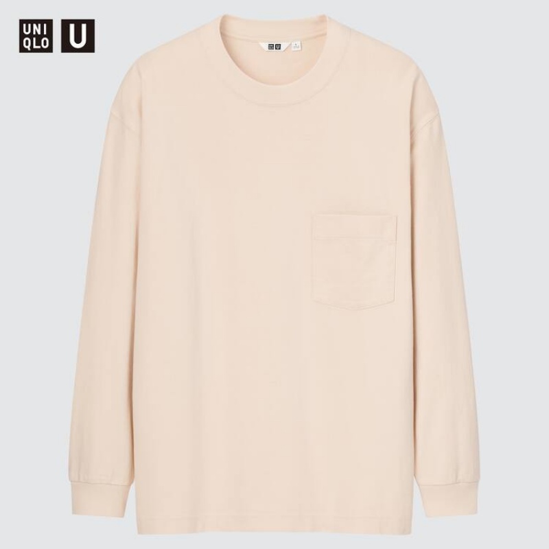 Pánské Mikiny Uniqlo U Crew Neck Long Sleeved Béžový | ITBYMOW-60