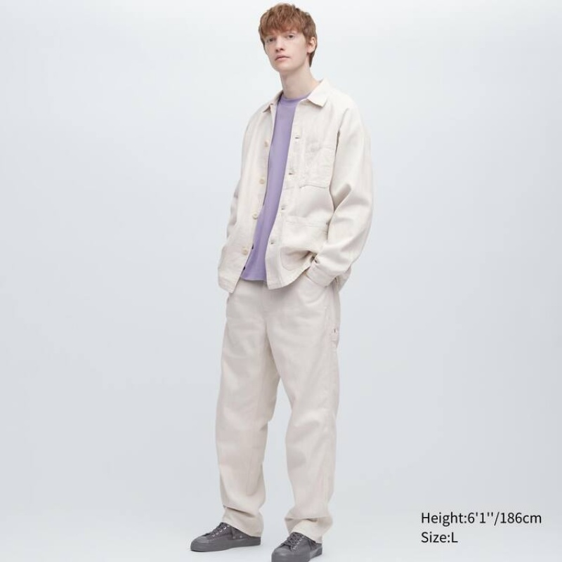 Pánské Obleky Uniqlo Bavlněné Linen Blend Pracovní Bílé | YBTJPSR-83