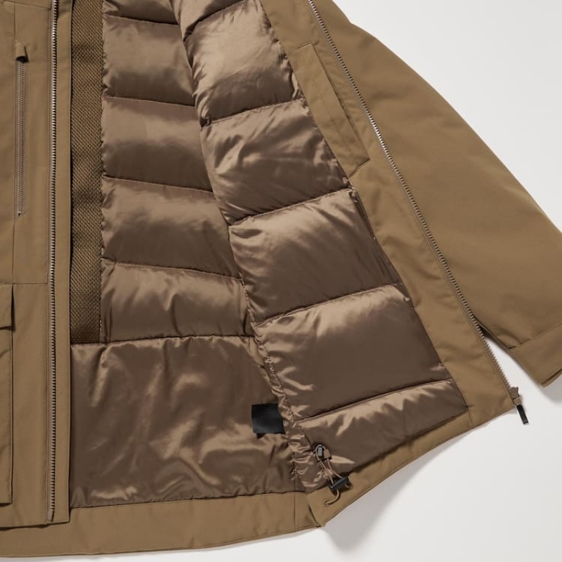 Pánské Parka Uniqlo Hybridní Down 3d Cut Hnědé | TWBXGJH-41