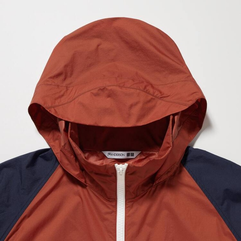 Pánské Parka Uniqlo Jw Anderson Colour Block Uv Protection Červené | ZXBMUHS-42