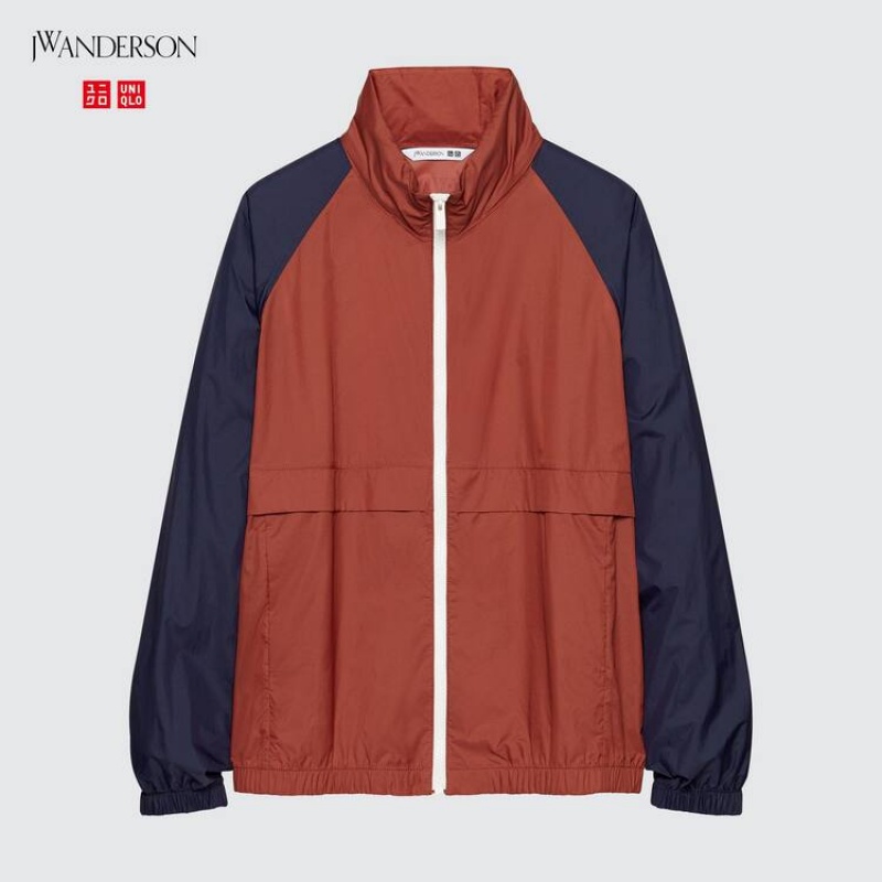 Pánské Parka Uniqlo Jw Anderson Colour Block Uv Protection Červené | ZXBMUHS-42