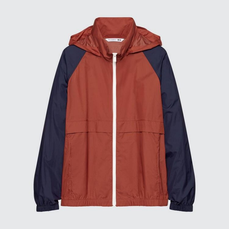 Pánské Parka Uniqlo Jw Anderson Colour Block Uv Protection Červené | ZXBMUHS-42