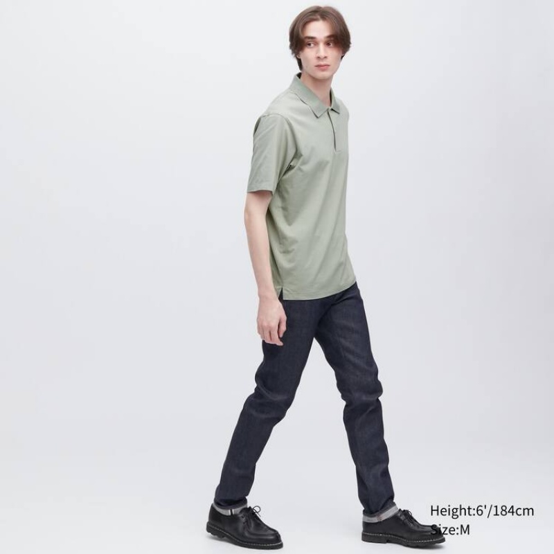 Pánské Polo Triko Uniqlo Airism Krátké Sleeve Zelene | VGYQRLS-19