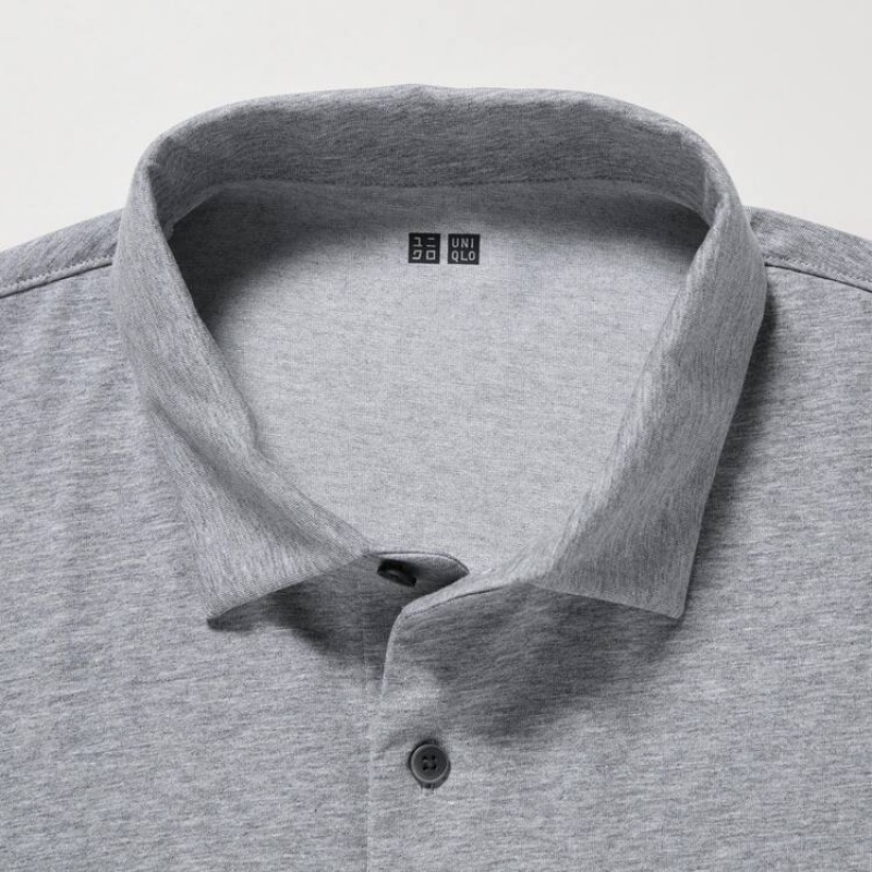 Pánské Polo Triko Uniqlo Airism Long Sleeve Šedé | CLIVTRK-51