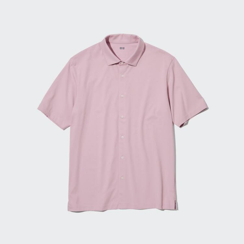 Pánské Polo Triko Uniqlo Airism (Open Collar) Růžové | NUGDPWA-48