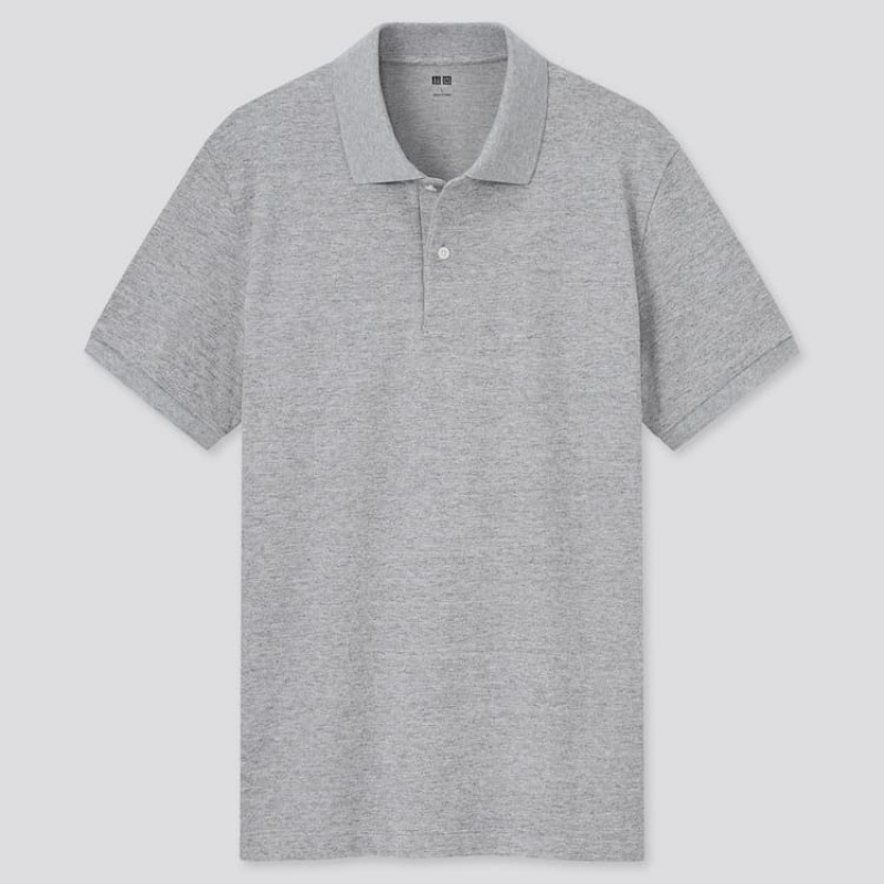 Pánské Polo Triko Uniqlo Dry Piqué (2021 Season) Šedé | HJYBDPQ-76