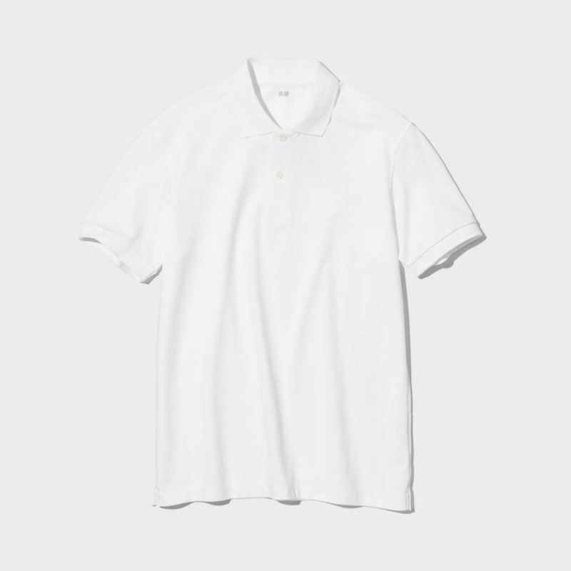 Pánské Polo Triko Uniqlo Dry Piqué Bílé | OXVHQBD-84