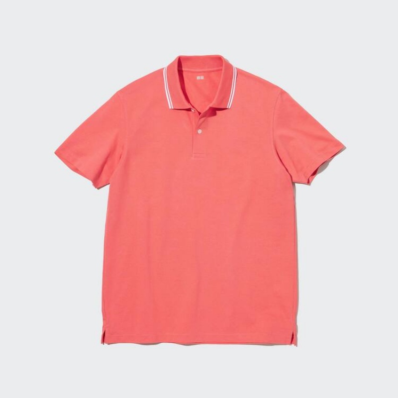 Pánské Polo Triko Uniqlo Dry Piqué Contrast Tip Růžové | OZENDGR-83