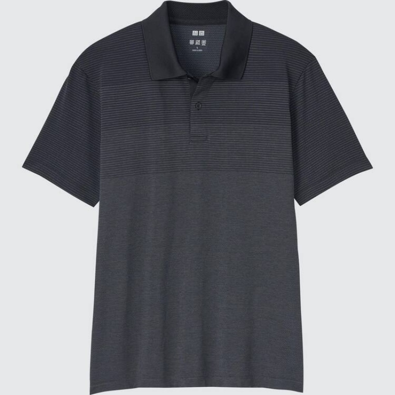 Pánské Polo Triko Uniqlo Dry-ex Pruhovaný Černé | BCJXAHZ-60