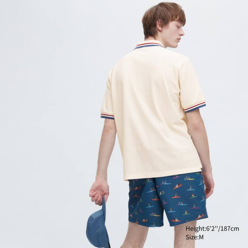 Pánské Polo Triko Uniqlo Jw Anderson Dry Piqué Patterned Bílé | IAGRLEP-86