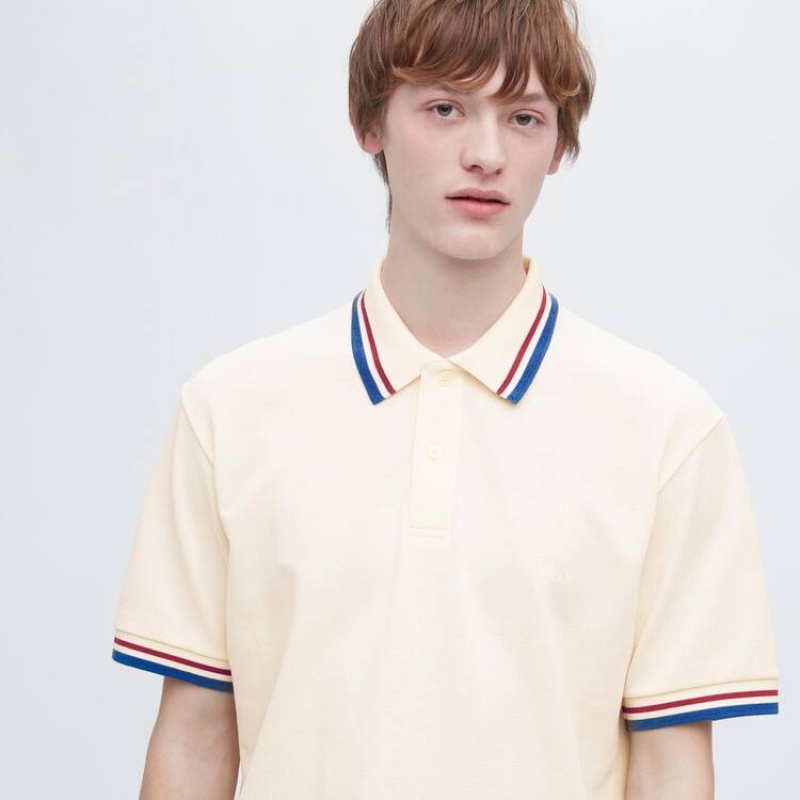 Pánské Polo Triko Uniqlo Jw Anderson Dry Piqué Patterned Bílé | IAGRLEP-86