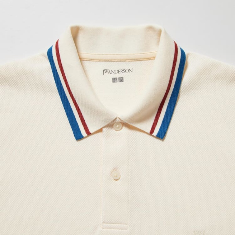 Pánské Polo Triko Uniqlo Jw Anderson Dry Piqué Patterned Bílé | IAGRLEP-86