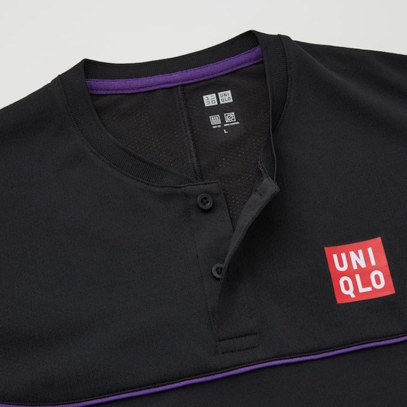 Pánské Polo Triko Uniqlo Roger Federer Dry-ex Us 2021 (2021 Season) Černé | GLDIEOZ-92