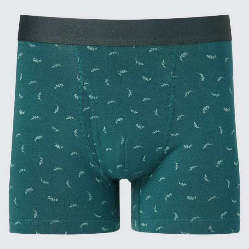 Pánské Spodní Prádlo Uniqlo Bavlněné Printed Boxerské Zelene | KBEXJPR-31