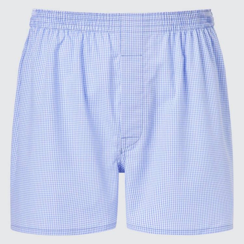 Pánské Spodní Prádlo Uniqlo Woven Checked Boxerské Blankyt | XFZKYSE-42