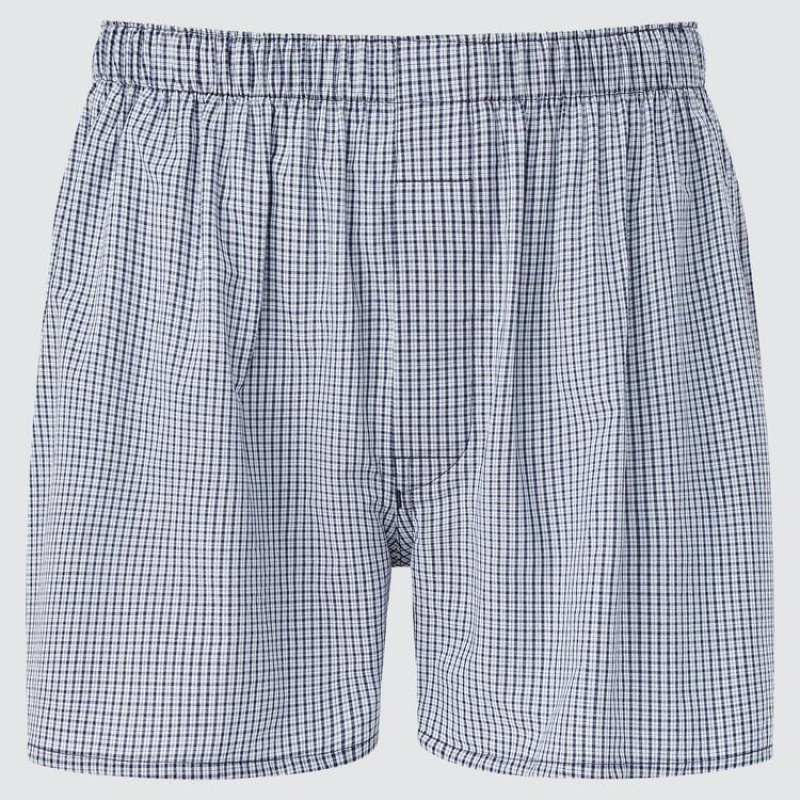 Pánské Spodní Prádlo Uniqlo Woven Checked Boxerské Tmavě Blankyt | XPLJGYQ-08