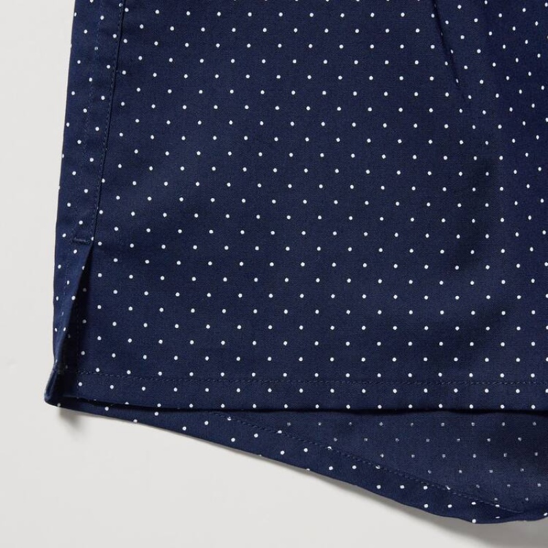 Pánské Spodní Prádlo Uniqlo Woven Dotted Boxerské Tmavě Blankyt | SYQCBHZ-60