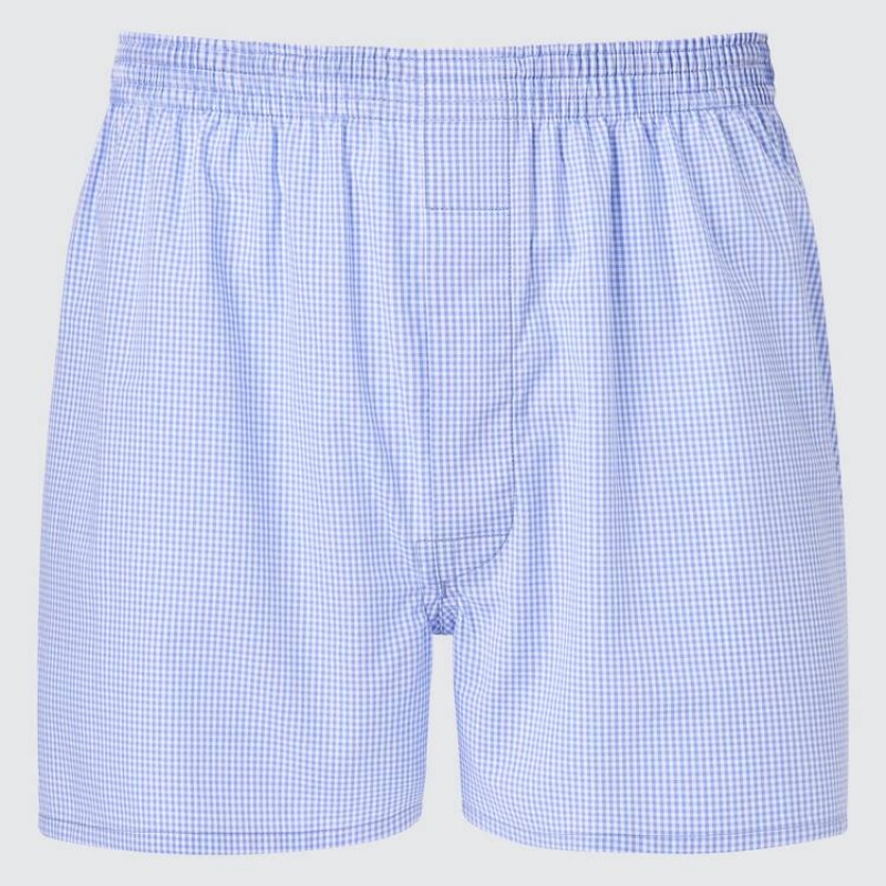 Pánské Spodní Prádlo Uniqlo Woven Gingham Checked Boxerské Blankyt | KIEYMPS-59