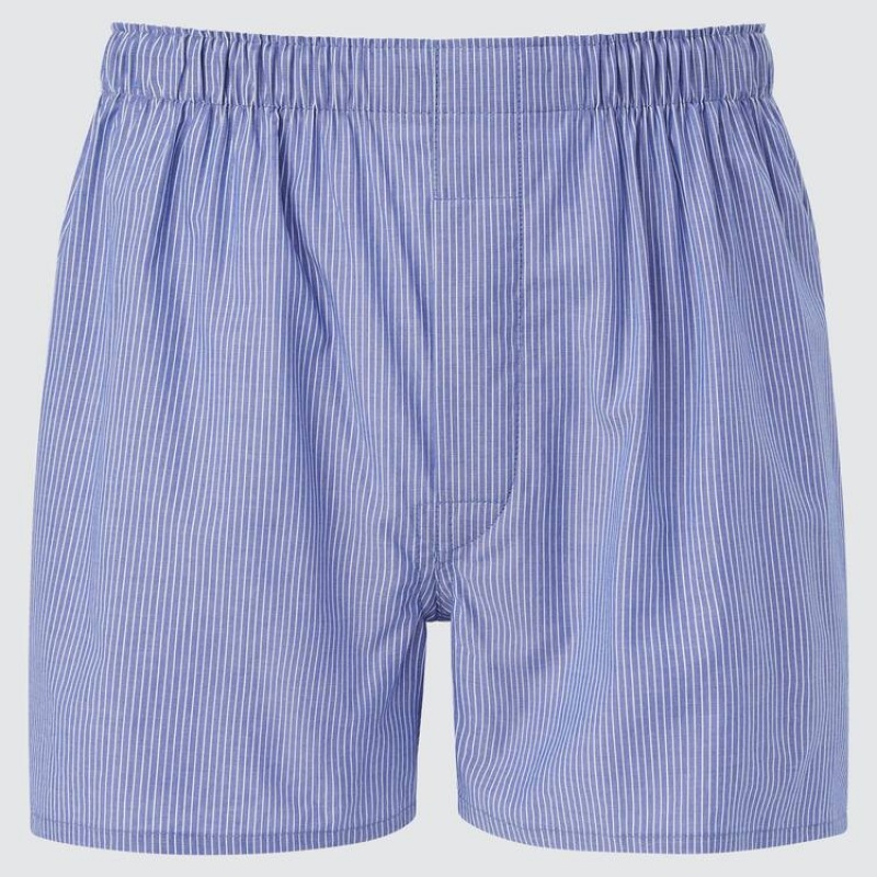 Pánské Spodní Prádlo Uniqlo Woven Pruhovaný Boxerské (2021 Season) Blankyt | FIHUXYZ-29