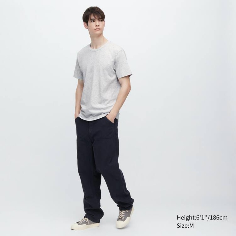 Pánské Tričko Uniqlo Airism Bavlněné Crew Neck Krátké Sleeved Šedé | SUIMYFW-98