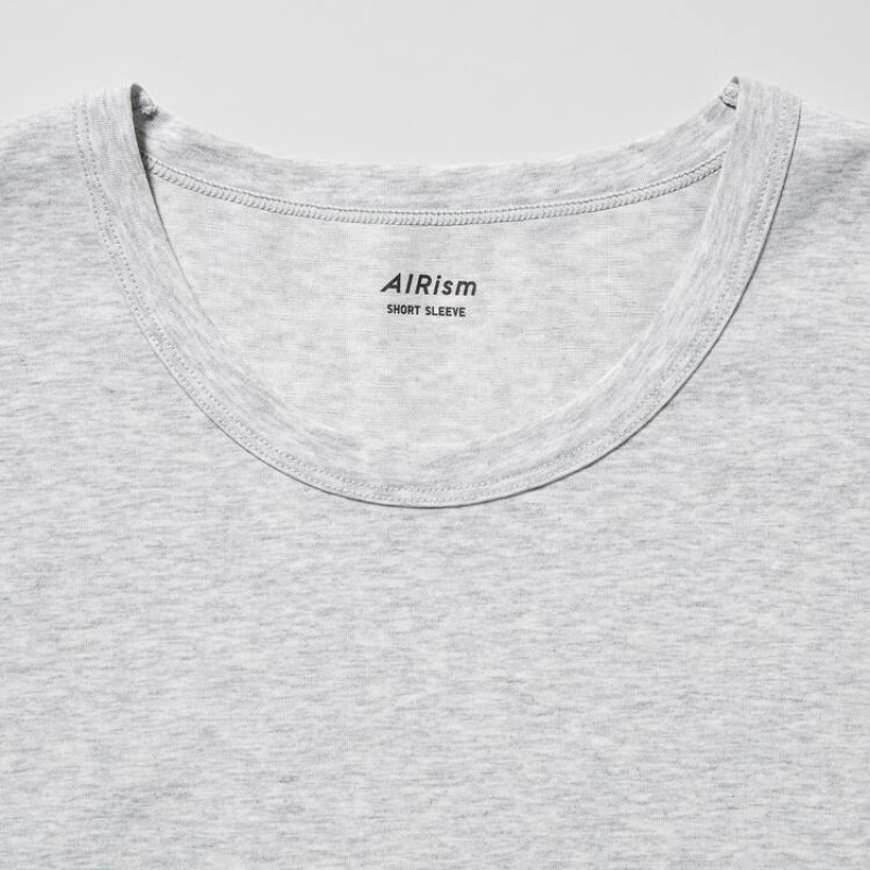 Pánské Tričko Uniqlo Airism Bavlněné Crew Neck Krátké Sleeved Šedé | SUIMYFW-98