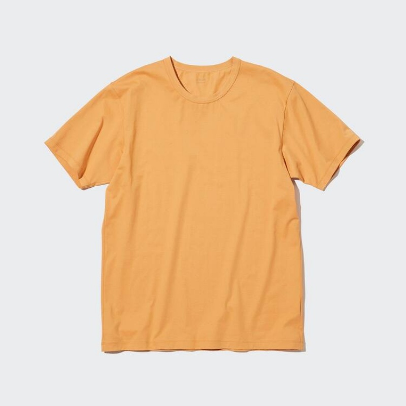 Pánské Tričko Uniqlo Airism Bavlněné Crew Neck Oranžové | UPLMGJE-26