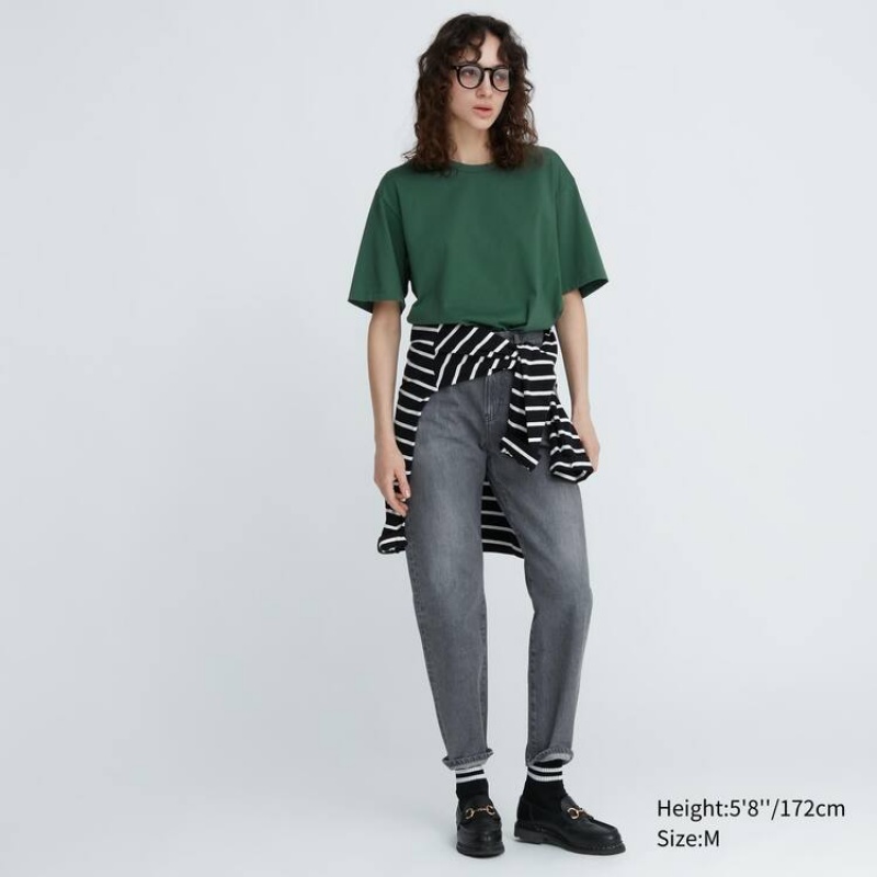 Pánské Tričko Uniqlo Airism Bavlněné Crew Neck Krátké Sleeved Zelene | EFYZDBA-89