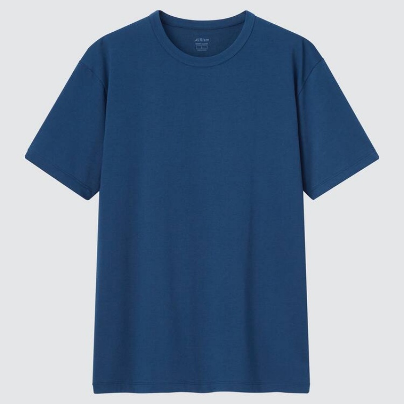 Pánské Tričko Uniqlo Airism Bavlněné Crew Neck Blankyt | ATJVUMZ-62