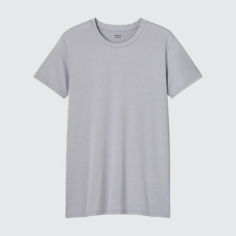 Pánské Tričko Uniqlo Airism Heather Crew Neck Krátké Sleeved Světle Šedé | WHKTSQB-93