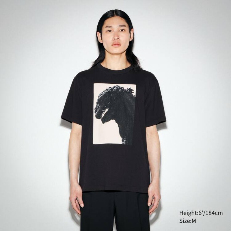 Pánské Tričko Uniqlo Hideaki Anno Ut Grafická (Godzilla) Černé | MBUWEGX-72