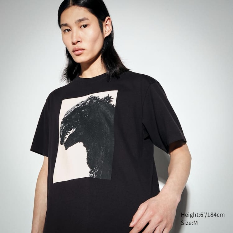 Pánské Tričko Uniqlo Hideaki Anno Ut Grafická (Godzilla) Černé | MBUWEGX-72