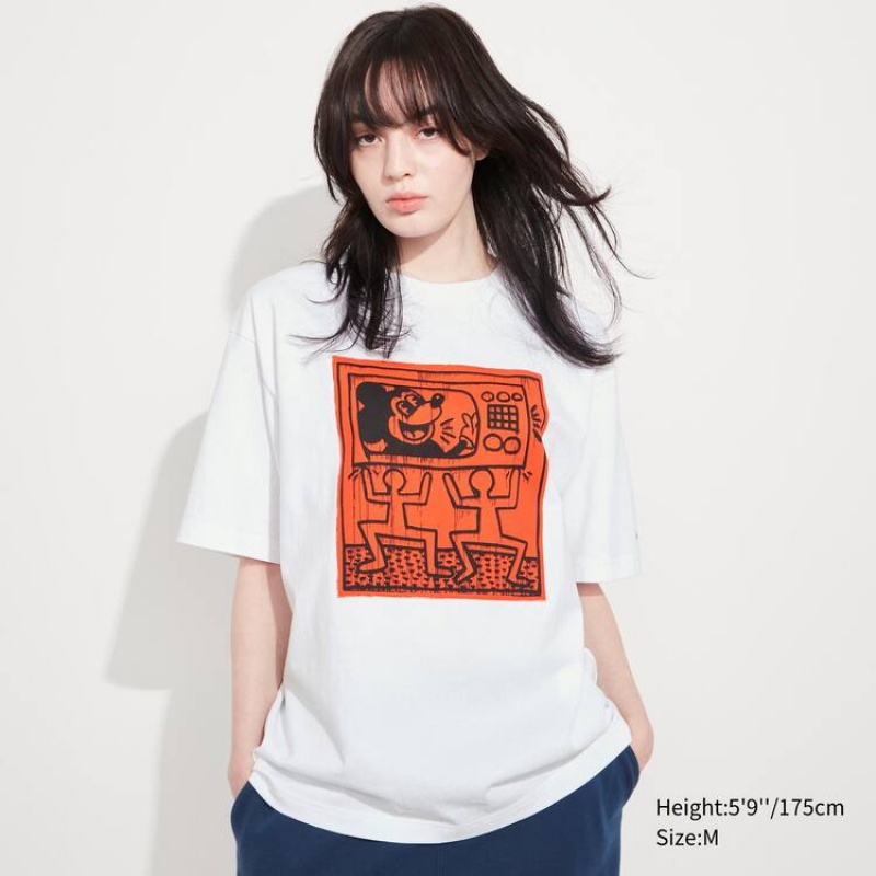 Pánské Tričko Uniqlo Mickey X Keith Haring Ut Grafická Bílé | XICMZTU-97