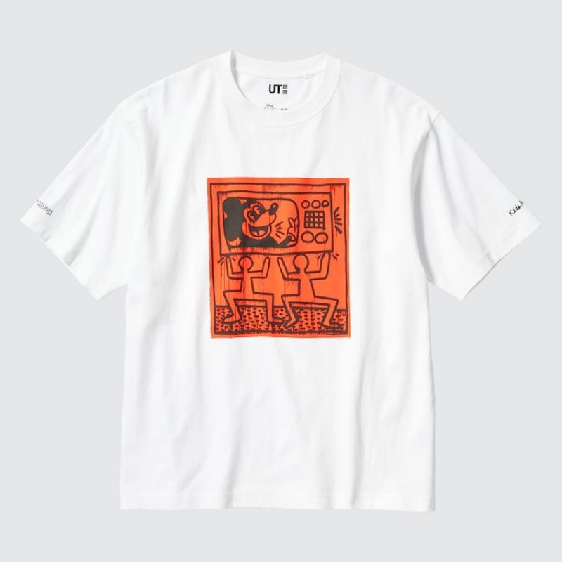 Pánské Tričko Uniqlo Mickey X Keith Haring Ut Grafická Bílé | XICMZTU-97