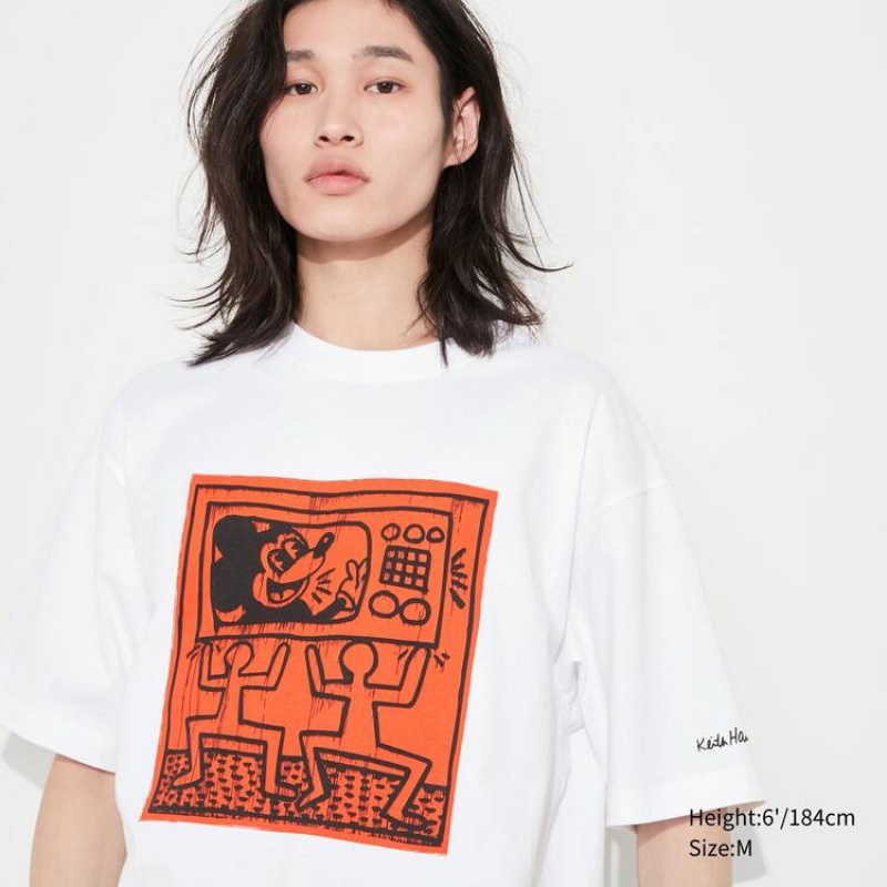 Pánské Tričko Uniqlo Mickey X Keith Haring Ut Grafická Bílé | XICMZTU-97