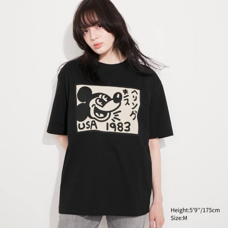 Pánské Tričko Uniqlo Mickey X Keith Haring Ut Grafická Černé | ETHRYXK-42