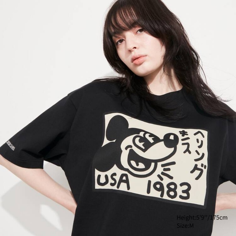 Pánské Tričko Uniqlo Mickey X Keith Haring Ut Grafická Černé | ETHRYXK-42