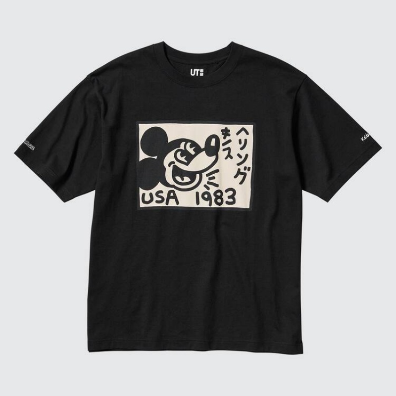 Pánské Tričko Uniqlo Mickey X Keith Haring Ut Grafická Černé | ETHRYXK-42