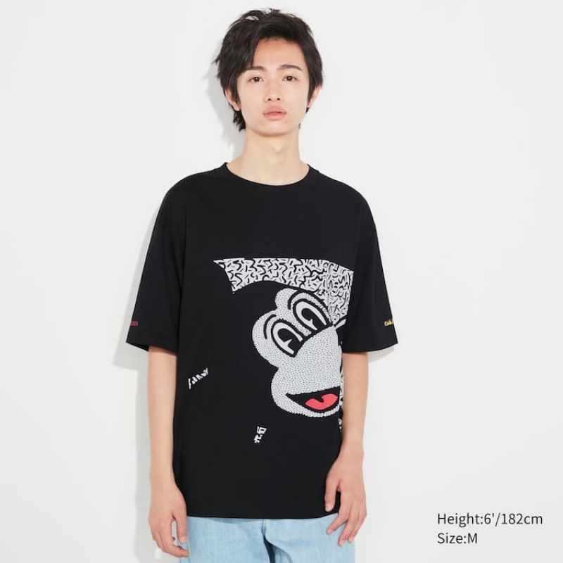 Pánské Tričko Uniqlo Mickey X Keith Haring Ut Grafická Černé | LGXHFKJ-53