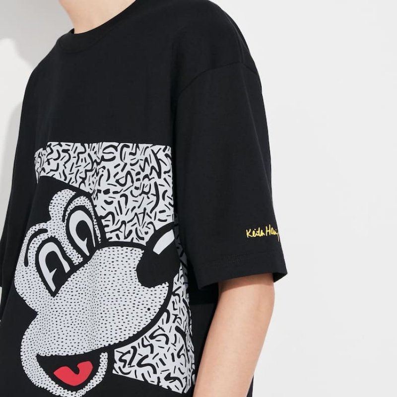 Pánské Tričko Uniqlo Mickey X Keith Haring Ut Grafická Černé | LGXHFKJ-53