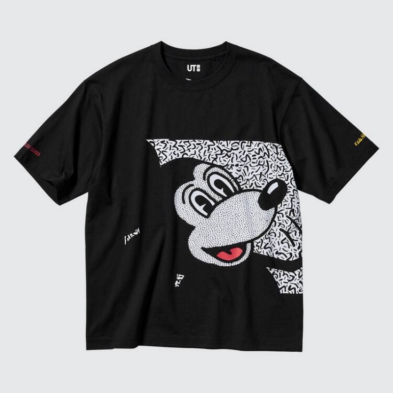 Pánské Tričko Uniqlo Mickey X Keith Haring Ut Grafická Černé | LGXHFKJ-53